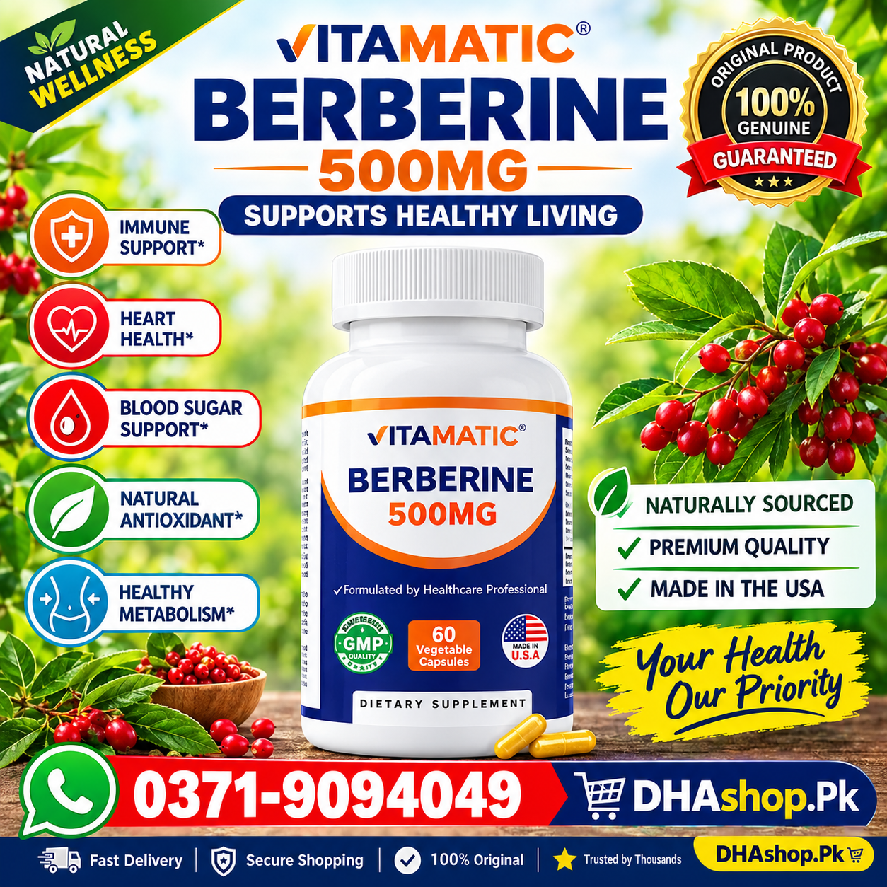 Vitamatic Berberine 500mg Capsules, Vitamatic Berberine 500mg Capsules Side Effects, Vitamatic Berberine 500mg Capsules How to Use, Vitamatic Berberine 500mg Capsules in Faisalabad, Vitamatic Berberine 500mg Capsules Price in Lahore, Vitamatic Berberine 500mg Capsules in Pakistan, Vitamatic Berberine 500mg Capsules in Sargodha, Vitamatic Berberine 500mg Capsules in Urdu, Vitamatic Berberine 500mg Capsules Price, Vitamatic Berberine 500mg Capsules Price in Multan, Vitamatic Berberine 500mg Capsules Price in Rawalpindi,